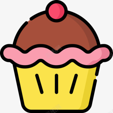 纸杯蛋糕面包房97线性颜色图标图标