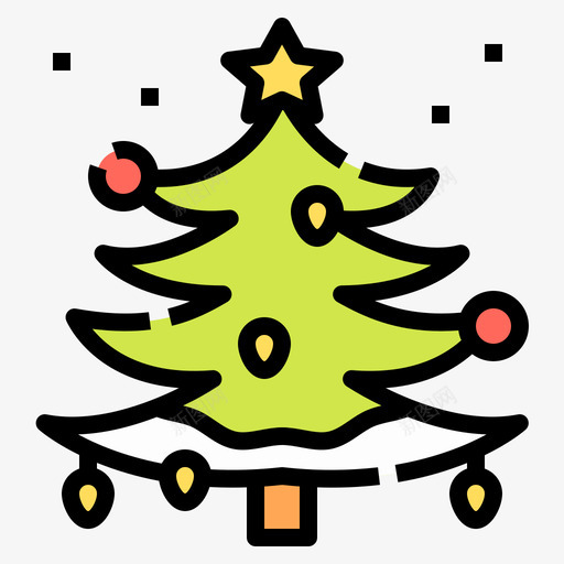 圣诞树冬季和圣诞节2线性颜色图标svg_新图网 https://ixintu.com 冬季 圣诞树 圣诞节 线性 颜色