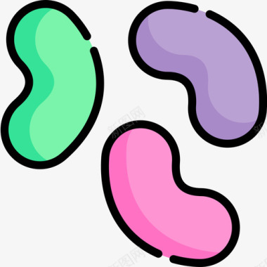 果冻豆糖果和糖果14线性颜色图标图标