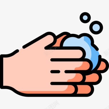 洗手卫生常规17线性颜色图标图标