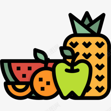 水果餐厅72线性颜色图标图标