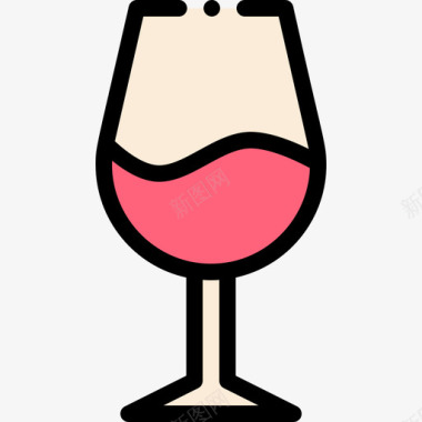 酒杯美食19线性颜色图标图标