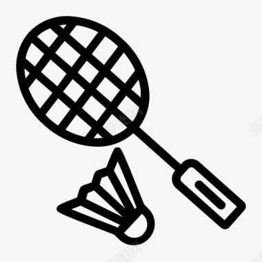 羽毛球球拍大众体育与健康图标图标