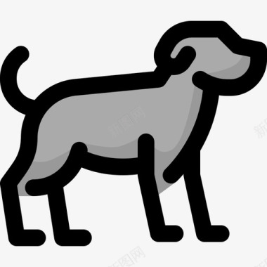 狗野生动物7线性颜色图标图标