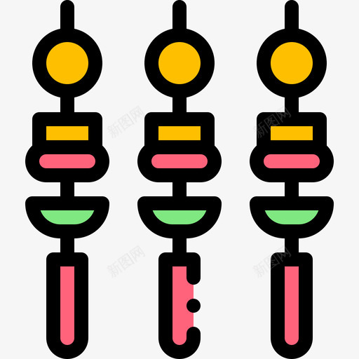烤肉串餐厅75线性颜色图标svg_新图网 https://ixintu.com 烤肉 线性 颜色 餐厅