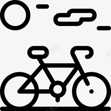 自行车自由时间30直线图标图标
