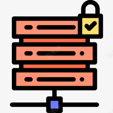 数据库保护和安全15线性颜色图标图标