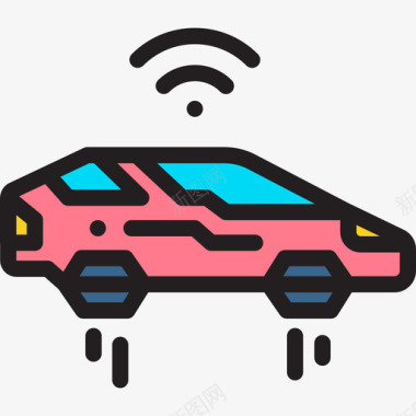自动驾驶未来科技12线性颜色图标图标
