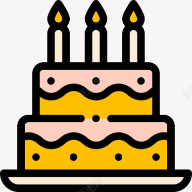 生日蛋糕33家线性颜色图标图标