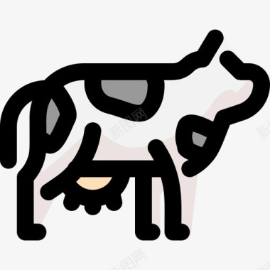 牛野生动物7线形颜色图标图标