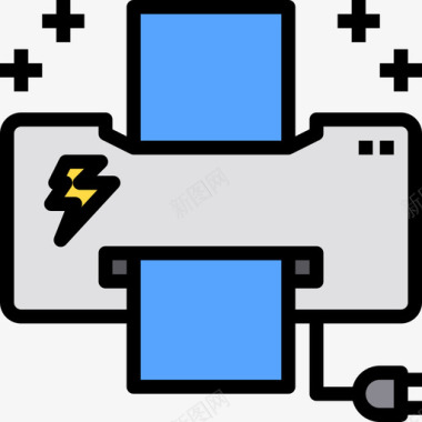 打印机电源2线性颜色图标图标