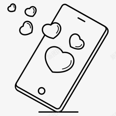 智能手机和心脏爱手机图标图标