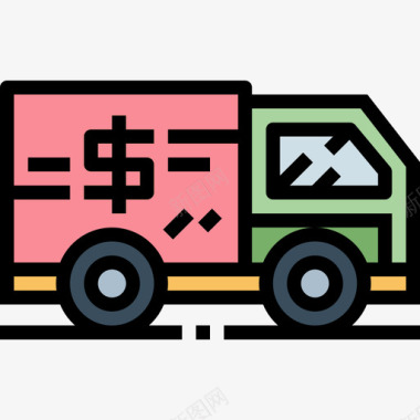 送货卡车零售35线性颜色图标图标