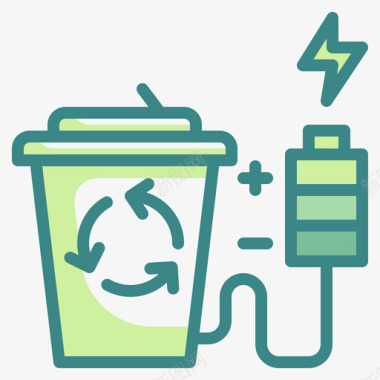 垃圾桶创新可再生能源双色调图标图标
