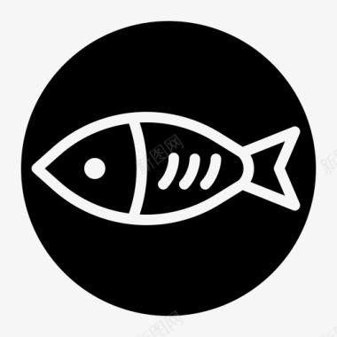 鱼粉食品递送64固体图标图标