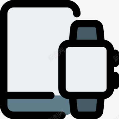 设备电话和手机2线性颜色图标图标