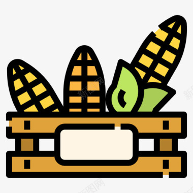 玉米感恩节108线形颜色图标图标