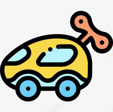 汽车玩具婴儿淋浴22线性颜色图标图标