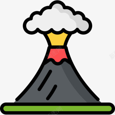 火山自然灾害24线性颜色图标图标