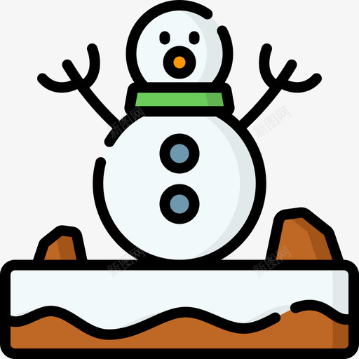 雪人冬季自然14线性颜色图标svg_新图网 https://ixintu.com 冬季 线性 自然 雪人 颜色