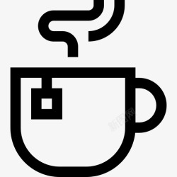 喝茶标志喝茶睡觉时间41线性图标高清图片