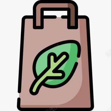 购物袋纯素7线性颜色图标图标