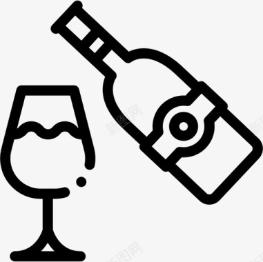 葡萄酒派对和庆祝活动16直系图标图标