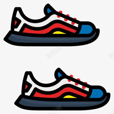 运动鞋运动健身1线性颜色图标图标