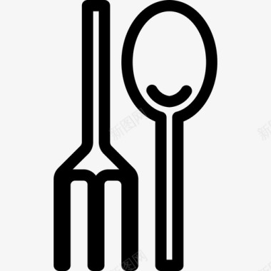 叉子和勺子吃厨房用具图标图标