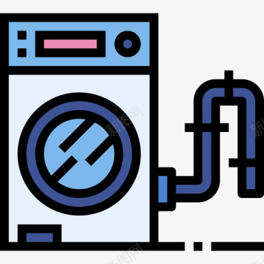排水管洗衣房23直系颜色图标图标