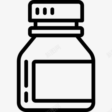 药丸瓶容器线性图标图标