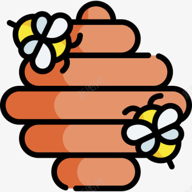蜜蜂野生动物41线形颜色图标图标