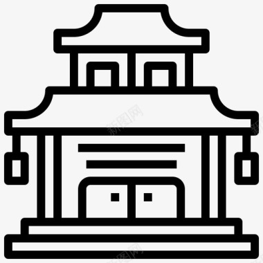 中国寺庙中国庙宇古代图标图标