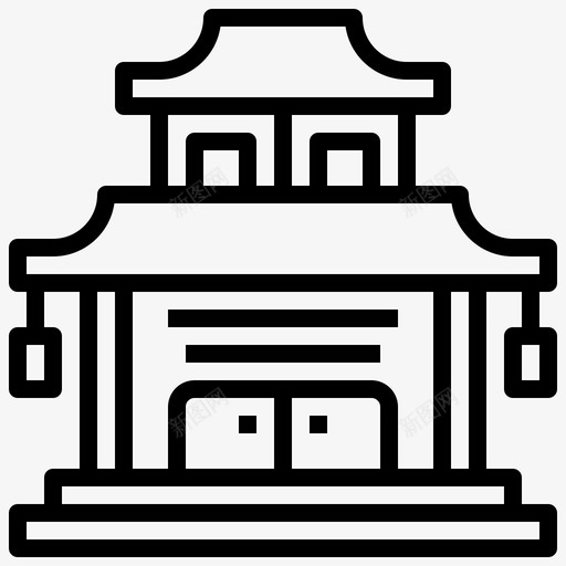 中国寺庙中国庙宇古代图标svg_新图网 https://ixintu.com 中国 亚洲 古代 地标 寺庙 庙宇 概要 水墨寺庙 考古