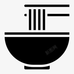 手拿筷子吃面条面条筷子吃图标高清图片