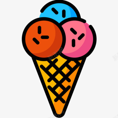 冰淇淋派对庆祝13线性颜色图标图标