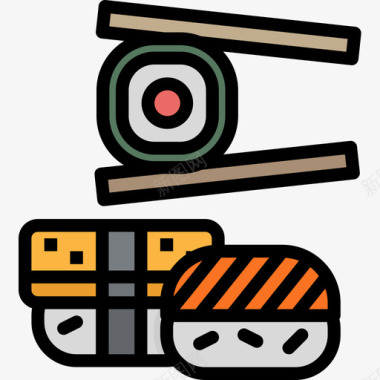 寿司日本53原色图标图标