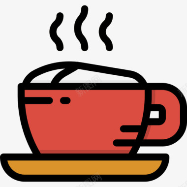 咖啡杯72号餐厅线性颜色图标图标