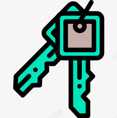 钥匙保护和安全15线性颜色图标图标