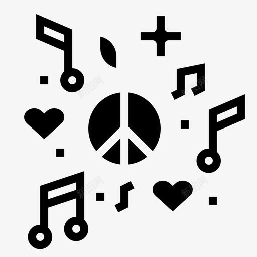 音乐心灵和平图标svg_新图网 https://ixintu.com 和平 坚实 嬉皮士 心灵 歌曲 音乐