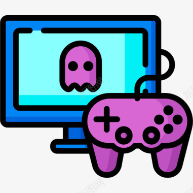 电子游戏游戏71线性颜色图标图标