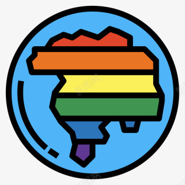 世界LGBT4线性颜色图标图标