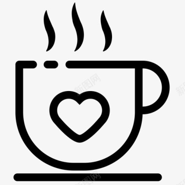 早晨咖啡杯子心图标图标