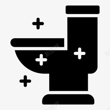 干净的马桶浴室刷子图标图标