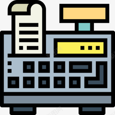 收银机零售价35线性颜色图标图标