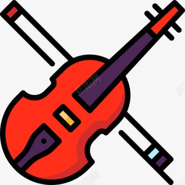 小提琴乐器35线性颜色图标图标
