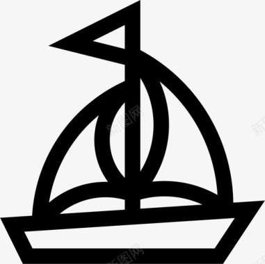 帆船葡萄牙直线型图标图标