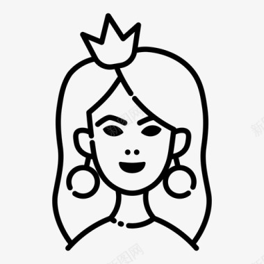 公主皇冠女孩图标图标