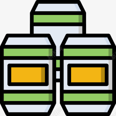 罐酒吧和酒吧9线性颜色图标图标
