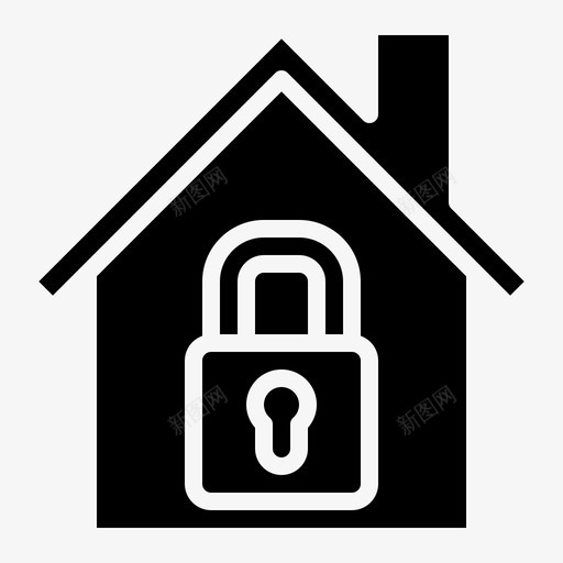 锁房子钥匙图标svg_新图网 https://ixintu.com 安全 房地产 房子 钥匙